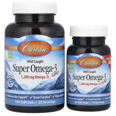 Carlson Labs, Wild Caught Super Omega-3 Gems,  высокоэффективная омега-3 из морской рыбы, 600 мг, 100 плюс 30 капсул Carlson Labs, Wild Caught Super Omega-3 Gems,  высокоэффективная омега-3 из морской рыбы, 600 мг, 100 плюс 30 капсул